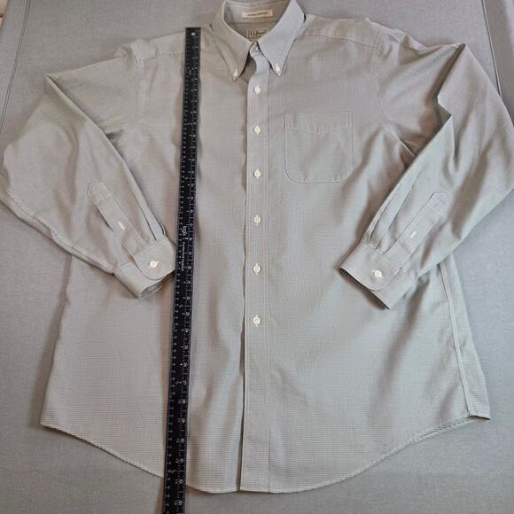 LL Bean Mens L Button Down Shirt Green Check Wrinkle Resistant Cotton Malaysia - Picture 5 of 12
